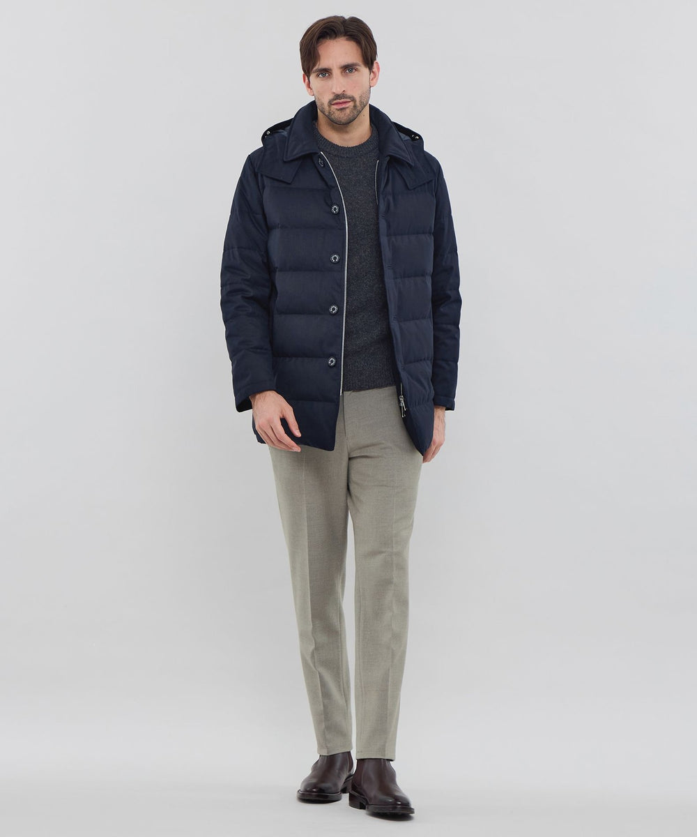 ELINGTON】ウールサキソニーフーデッドダウンアウター(ブルゾン