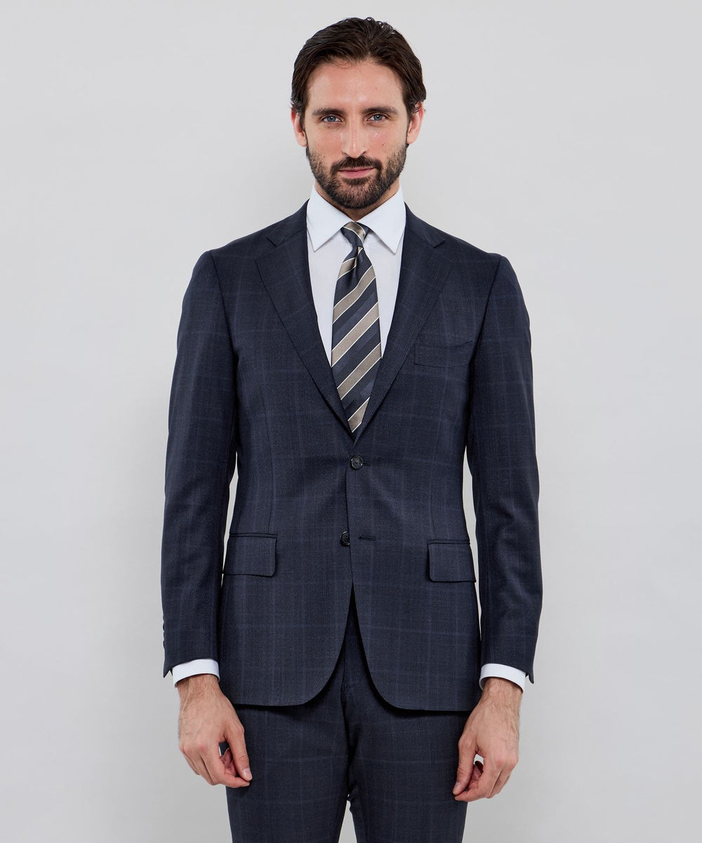 NEW BRIDGE】Super150's コンビネーションチェックネイビースーツ