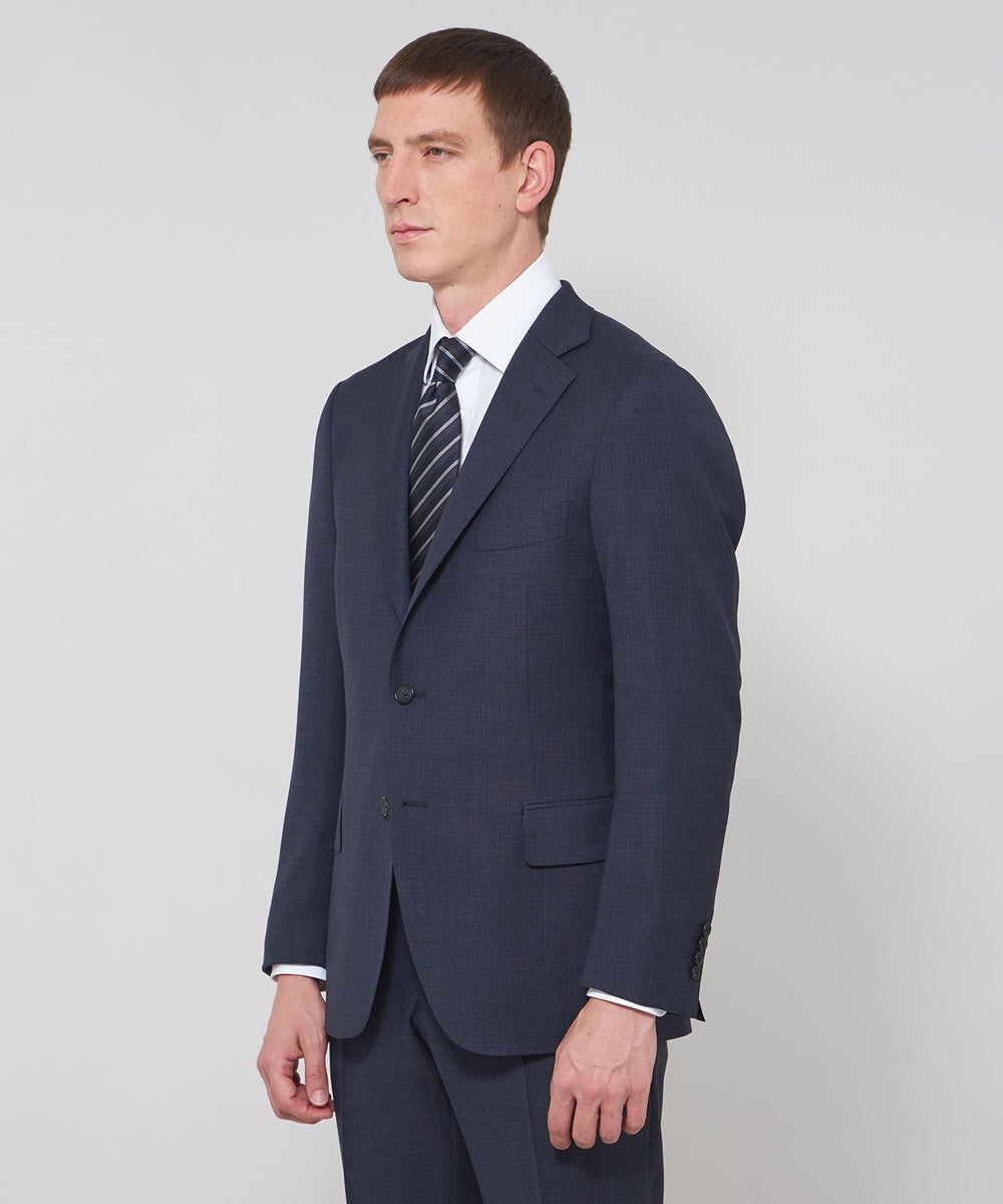 MACKINTOSH LONDON ビジネススーツ ネイビー Lサイズ相当 NEW BRIDGE】【LoroPiana Fabric】マイクロチェックスーツ(スーツ
