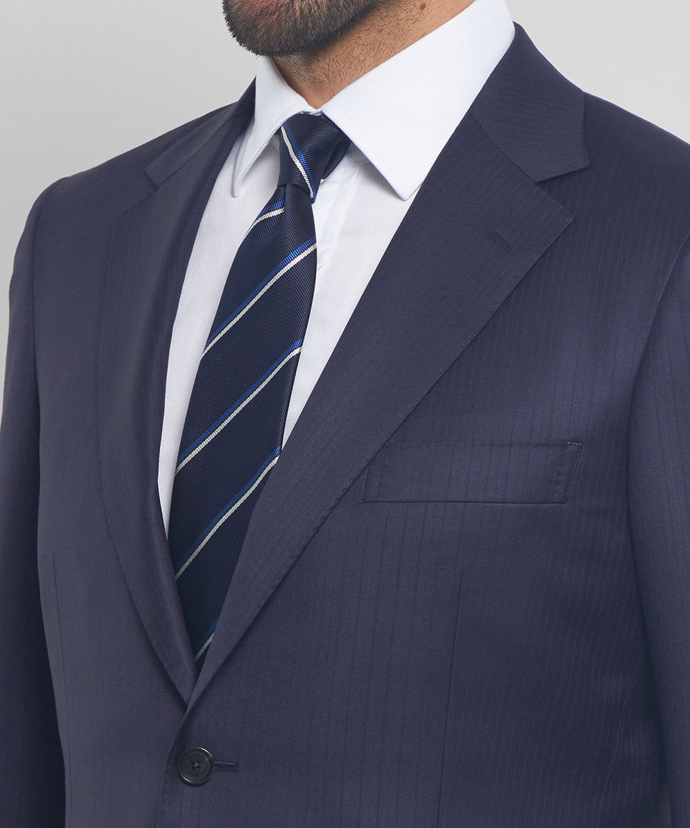 【英国生地】ティモシーエベレスト ドーメル スーツ ストライプ ブルー 38 英国生地】ティモシーエベレスト ドーメル スーツ ストライプ