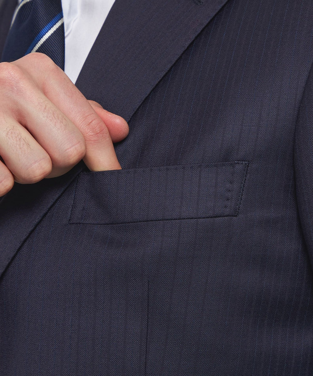 d*9様 【新品】ドーメル スーツ ストライプ ブラウン ブラウンスーツ・ストライプのコーディネート（DORMEUIL）｜838107