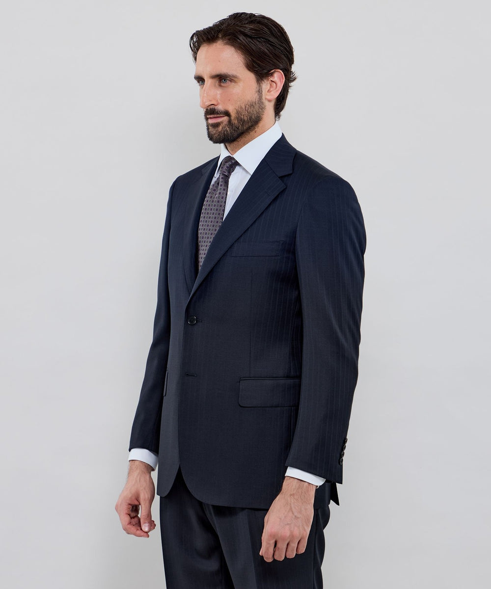 超美品　シャドーストライプ スーツ 3点セット　ドーメル　麻布テーラー OX BRIDGE】【DORMEUIL/ドーメル】シャドーストライプスーツ(スーツ