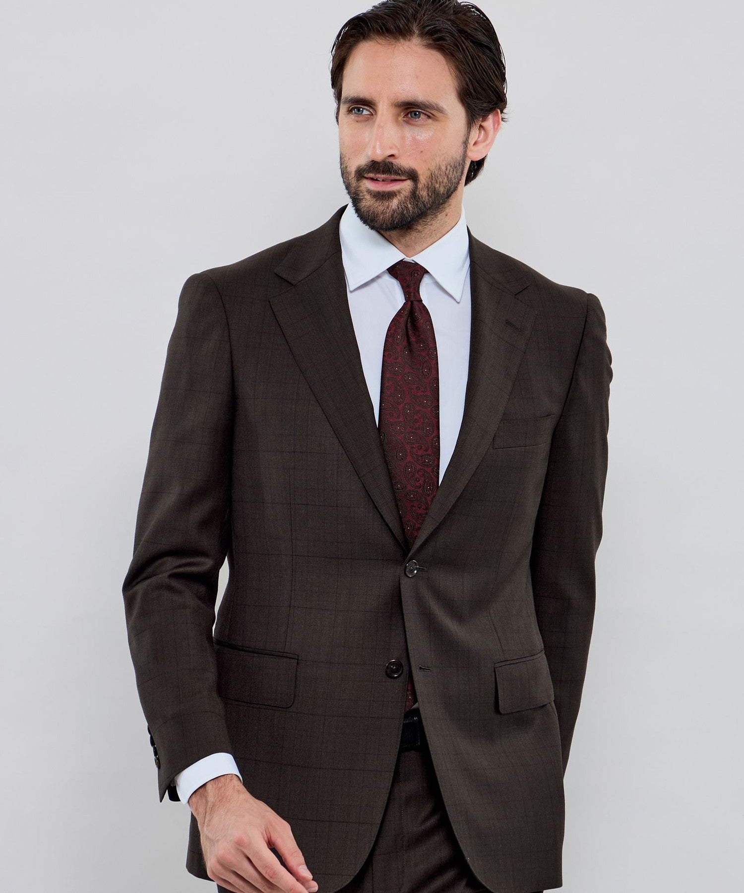 MACKINTOSH LONDON スーツベスト ブラウン OX BRIDGE】【DORMEUIL/ドーメル】コンビネーションチェックスーツ