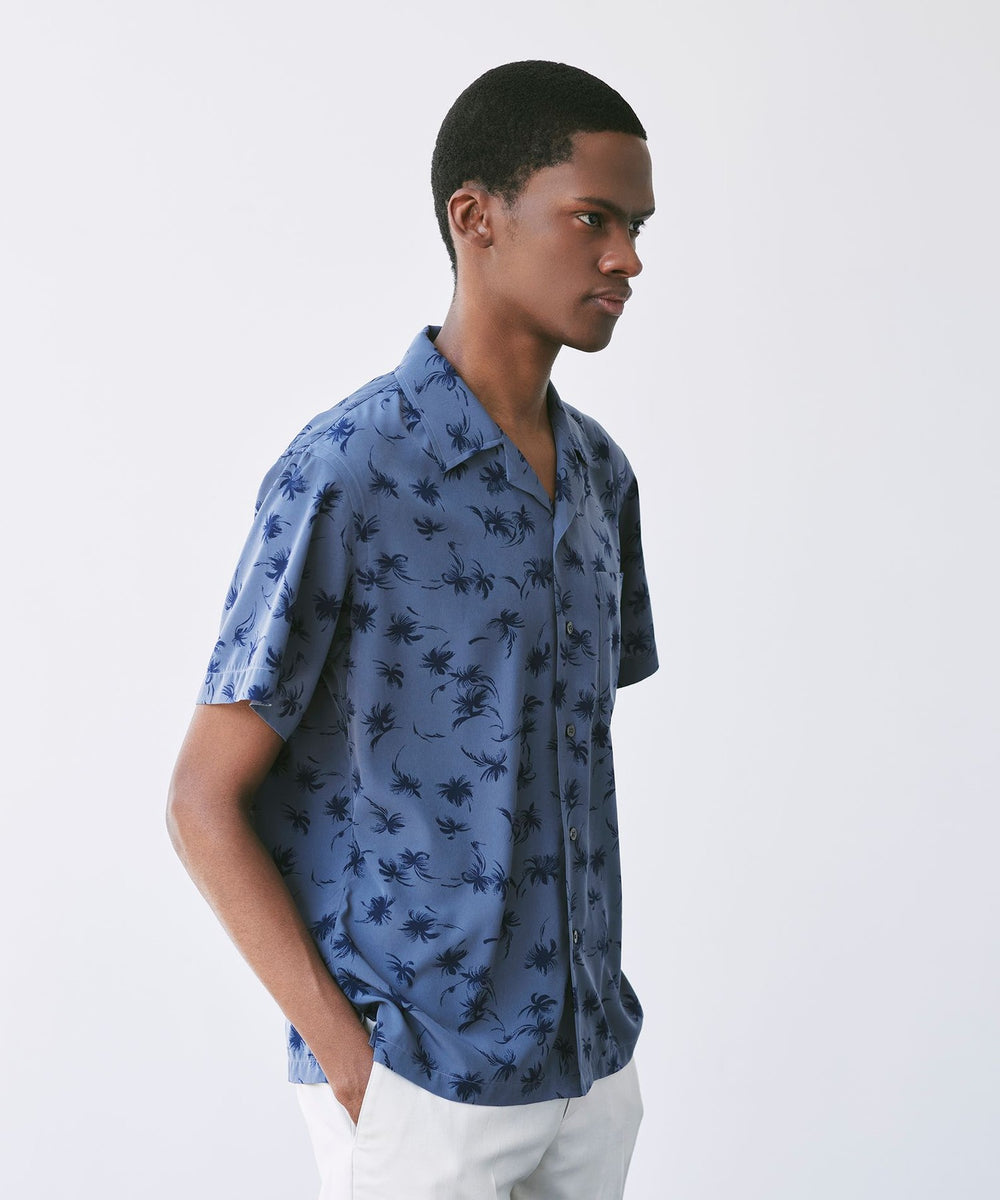 LEON掲載】プラムツリープリント半袖オープンカラーシャツ(トップス