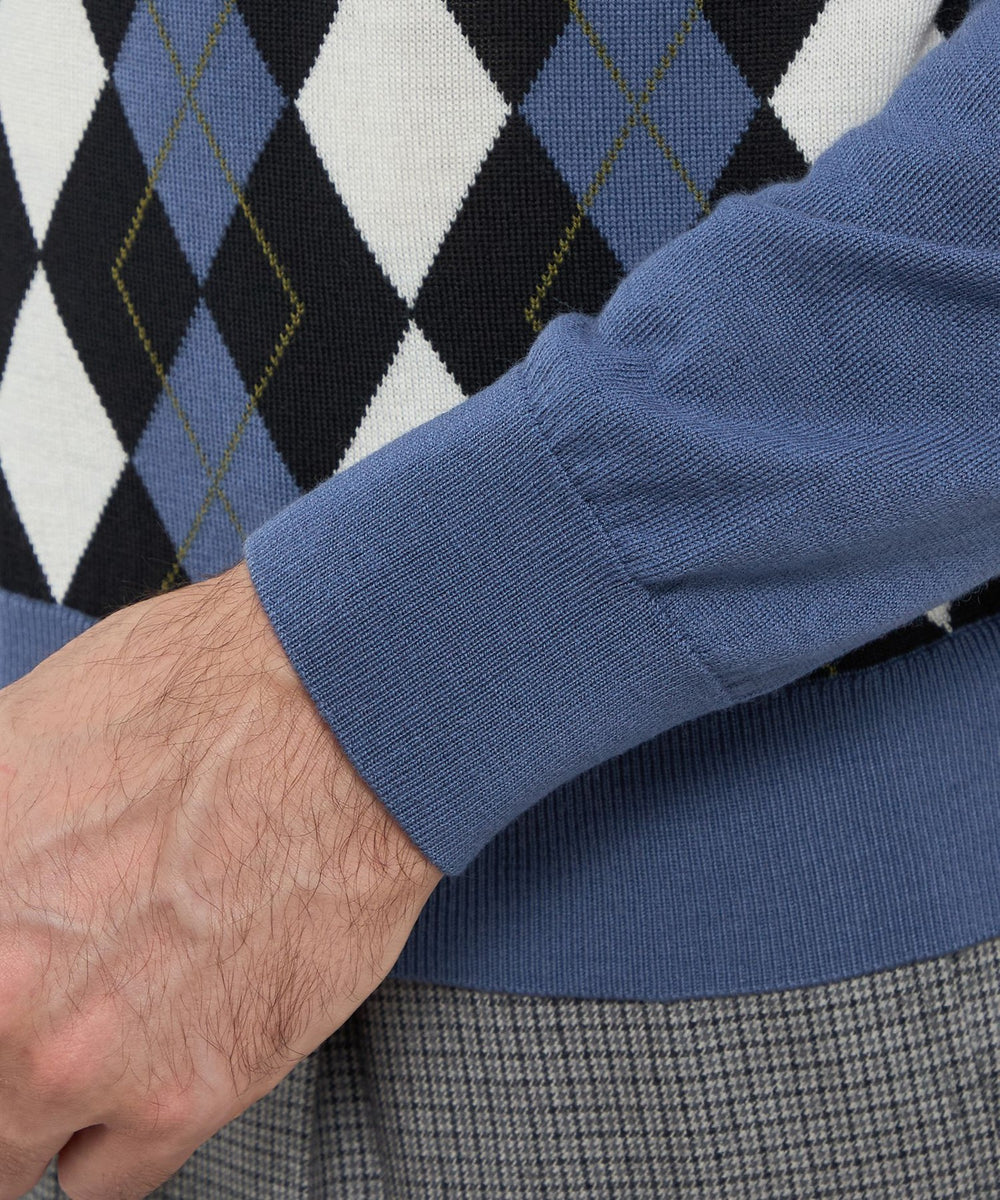 14ゲージインターシャアーガイルタートルネックニット(トップス