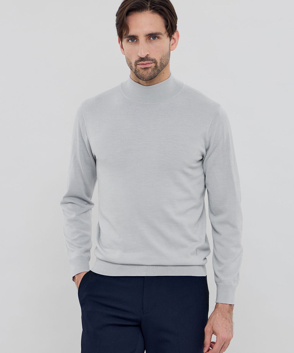 ウールプラックスホールガーメントモックネックニット(トップス