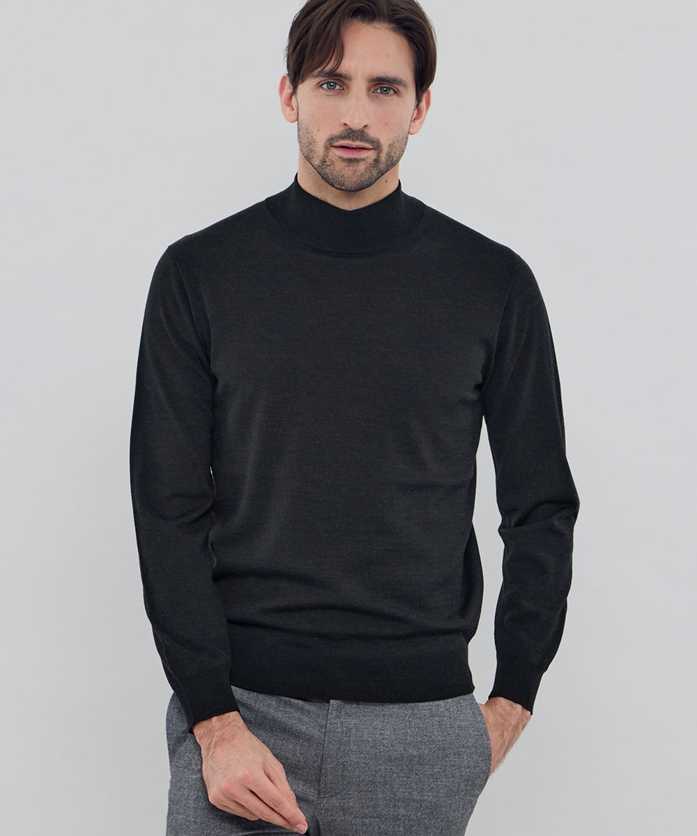 ウールプラックスホールガーメントモックネックニット(トップス