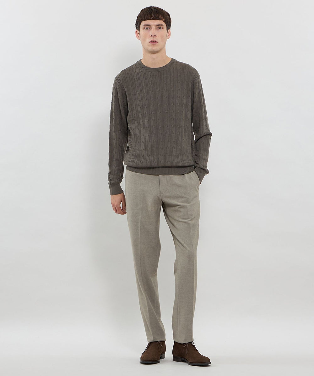 WEB・一部店舗限定】ハイゲージケーブルクルーネックニット(トップス