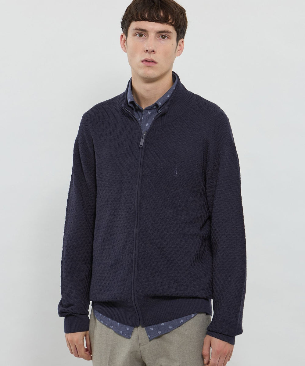 WEB・一部店舗限定】ハイゲージケーブルフルジップアップニット