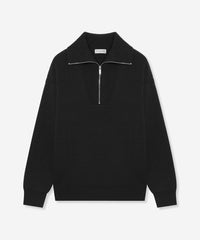 バトナー ハーフジップ　ウールニット セーター ブラック　プルオーバー　黒　3 バトナー ハーフジップ ウールニット セーター ブラック プルオーバー 黒 3