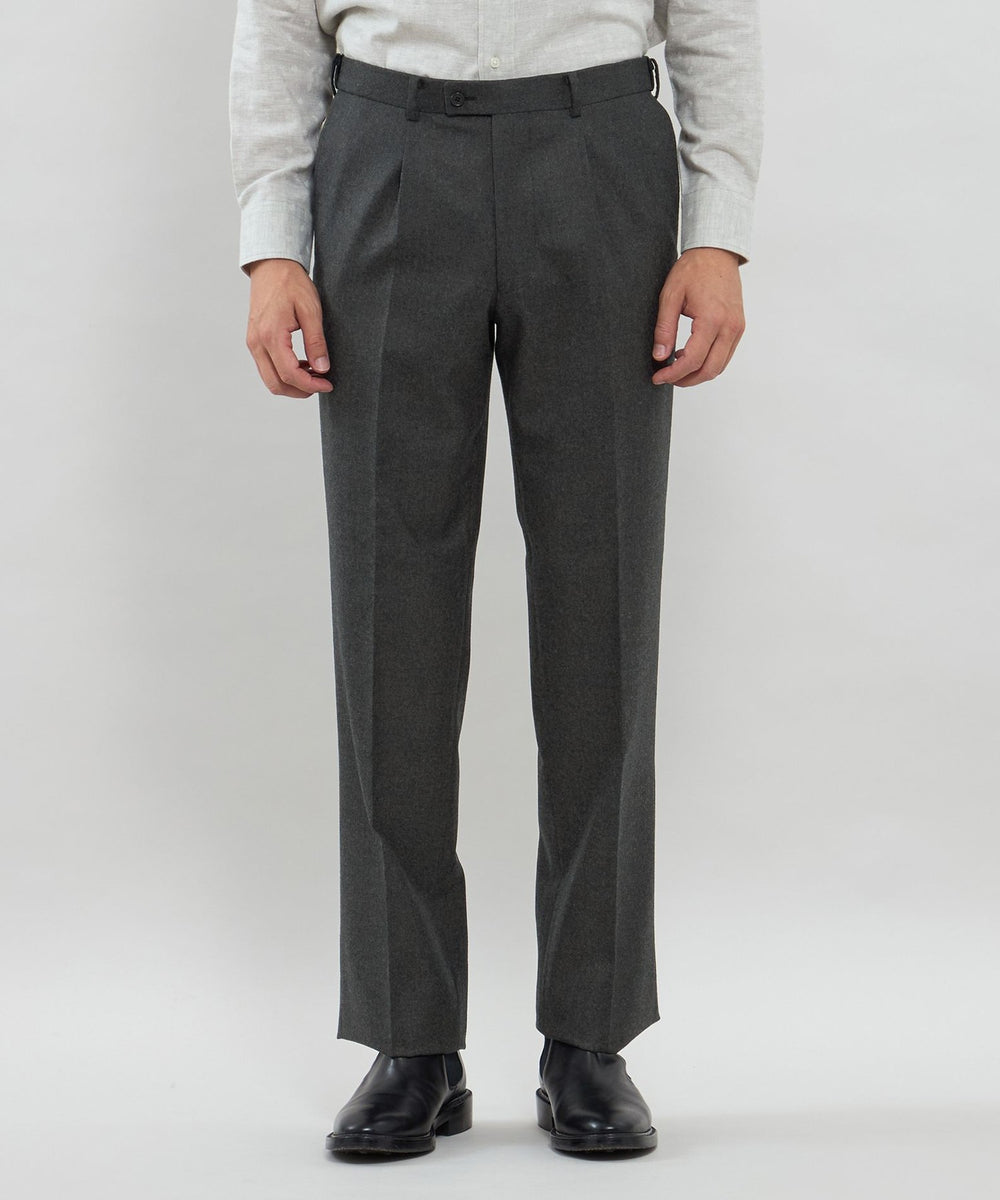 Adjustable Fit】メランジフランネル 1プリーツスラックス(パンツ