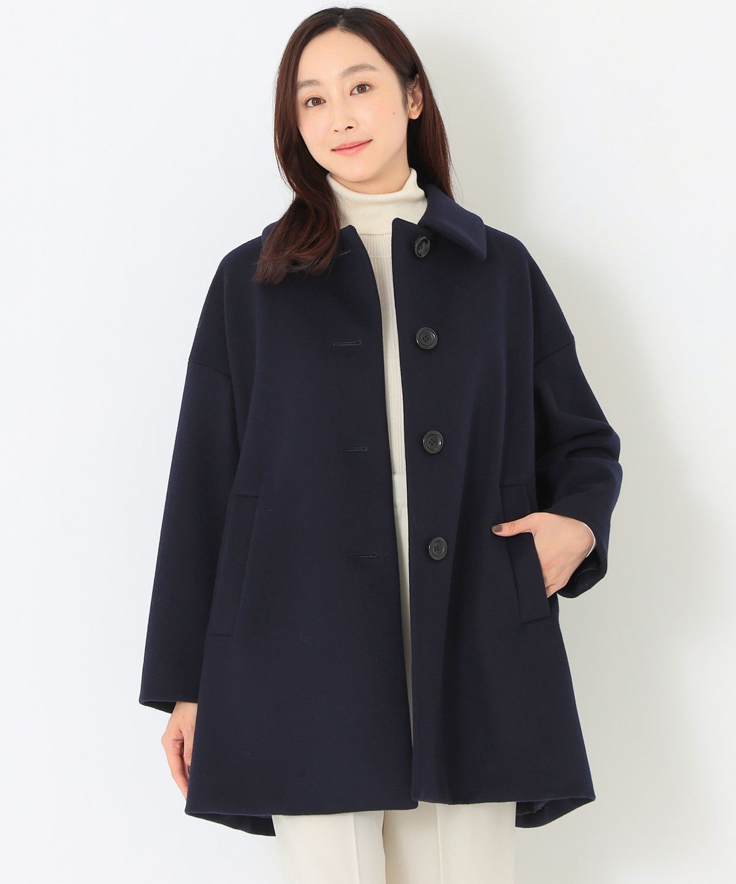 美品SANYO COATチェスターコートLLネイビーsuper100's三陽商会 サンヨーコート ネイビーチェスターコート M