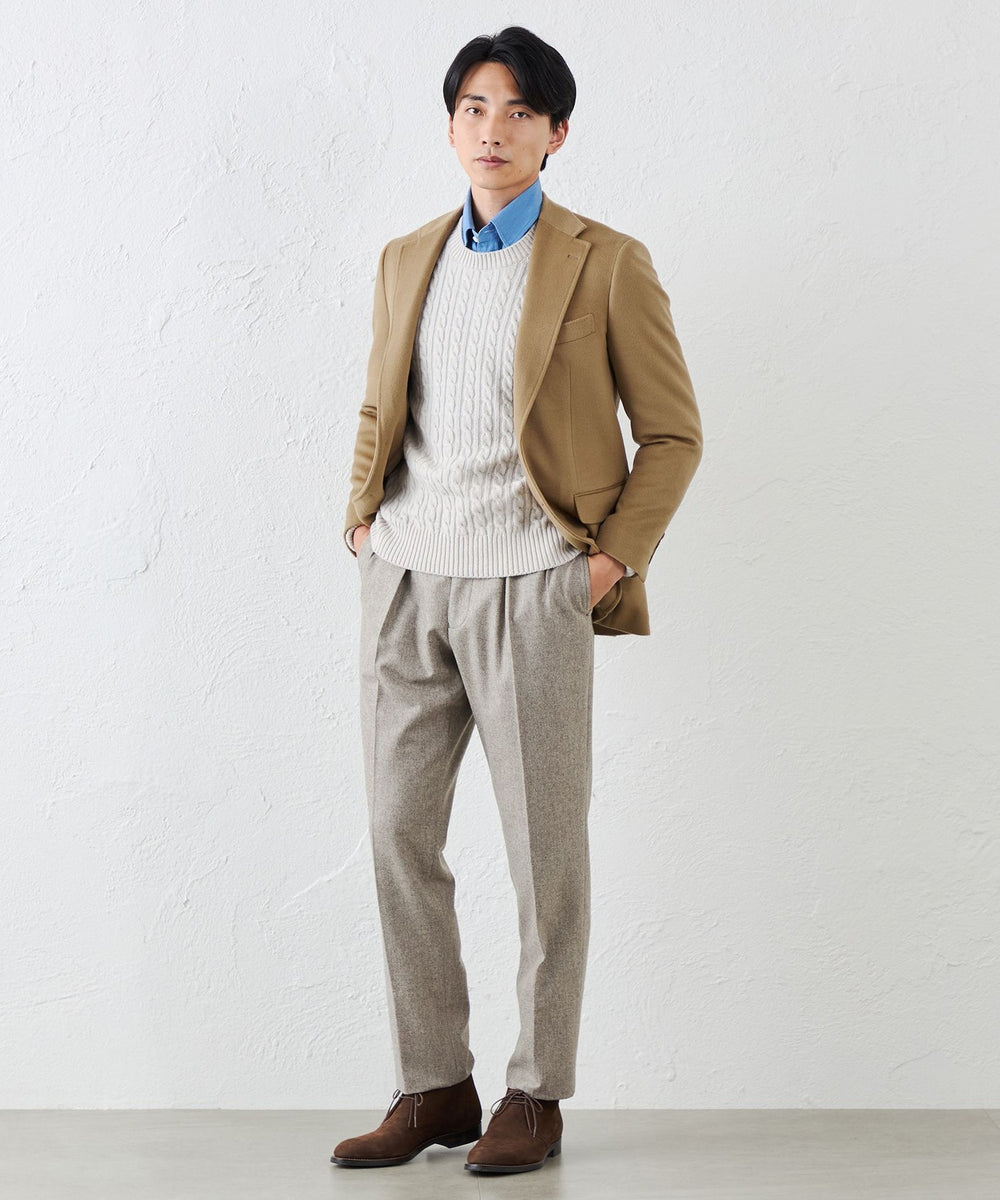 【美品】ソブリン　ジャケット　カシミヤ　ウール　ウィンドウペン　ベージュ　48 ユナイテッドアローズ ソブリン ウインドウペンスラックス 44