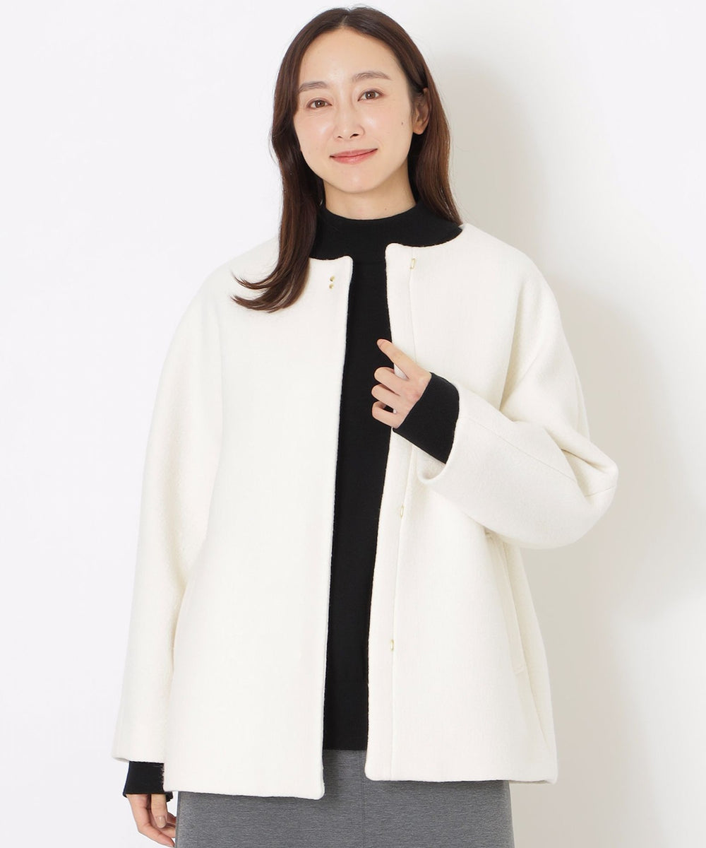 yori ウールノーカラーコート 中古・古着通販】YORI (ヨリ) ウールノーカラーコート ベージュ サイズ