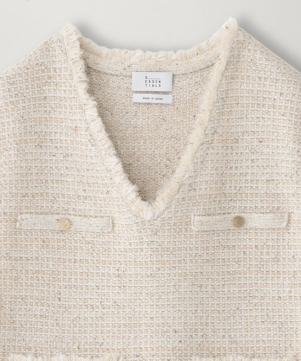 エス エッセンシャルズ　S.ESSENTIALS ニット　セーター　ベスト　新品 ツイードニットベスト(トップス)｜S.ESSENTIALS(エス エッセンシャルズ