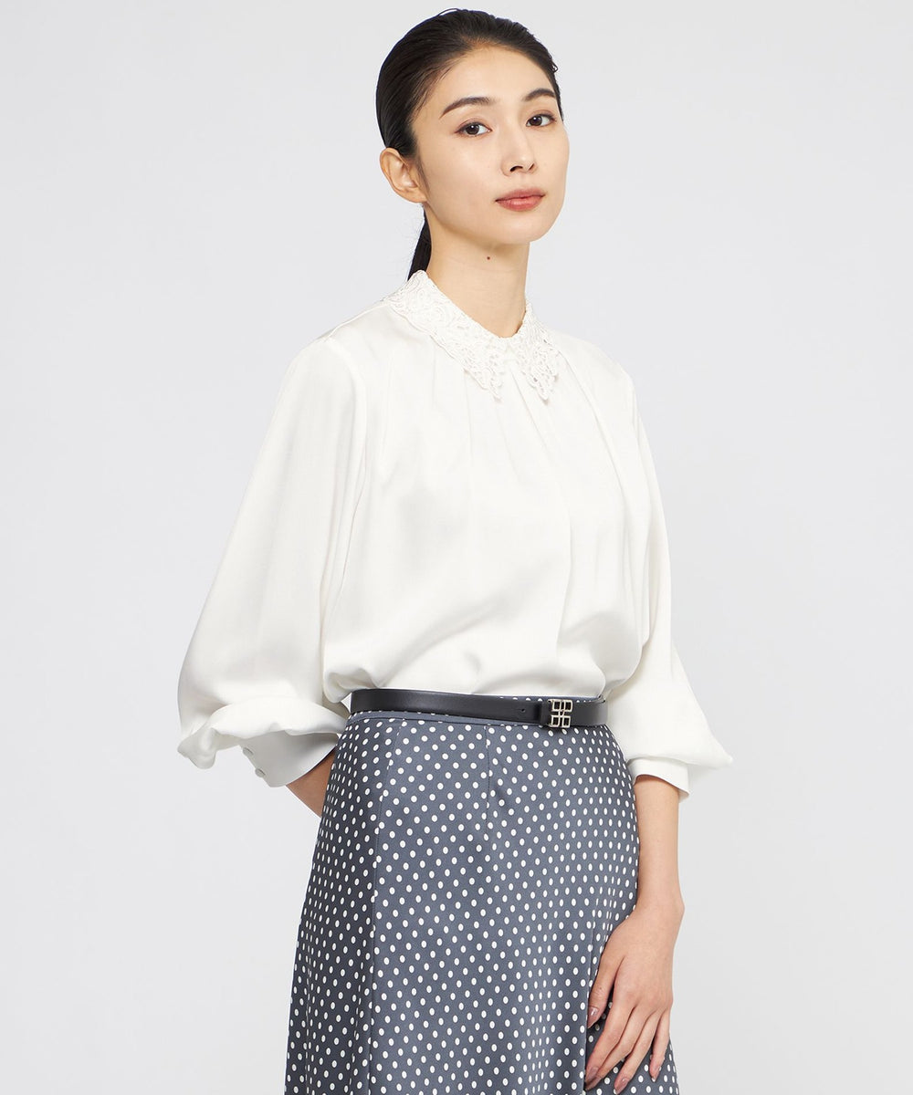 【お値下げ】SHE TOKYO ブラウスPaula ウォッシャブル】ストレッチダブルサテン ブラウス(トップス)｜Paul