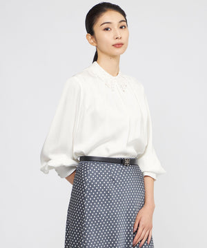 ウォッシャブル】ストレッチダブルサテン ブラウス(トップス)｜Paul