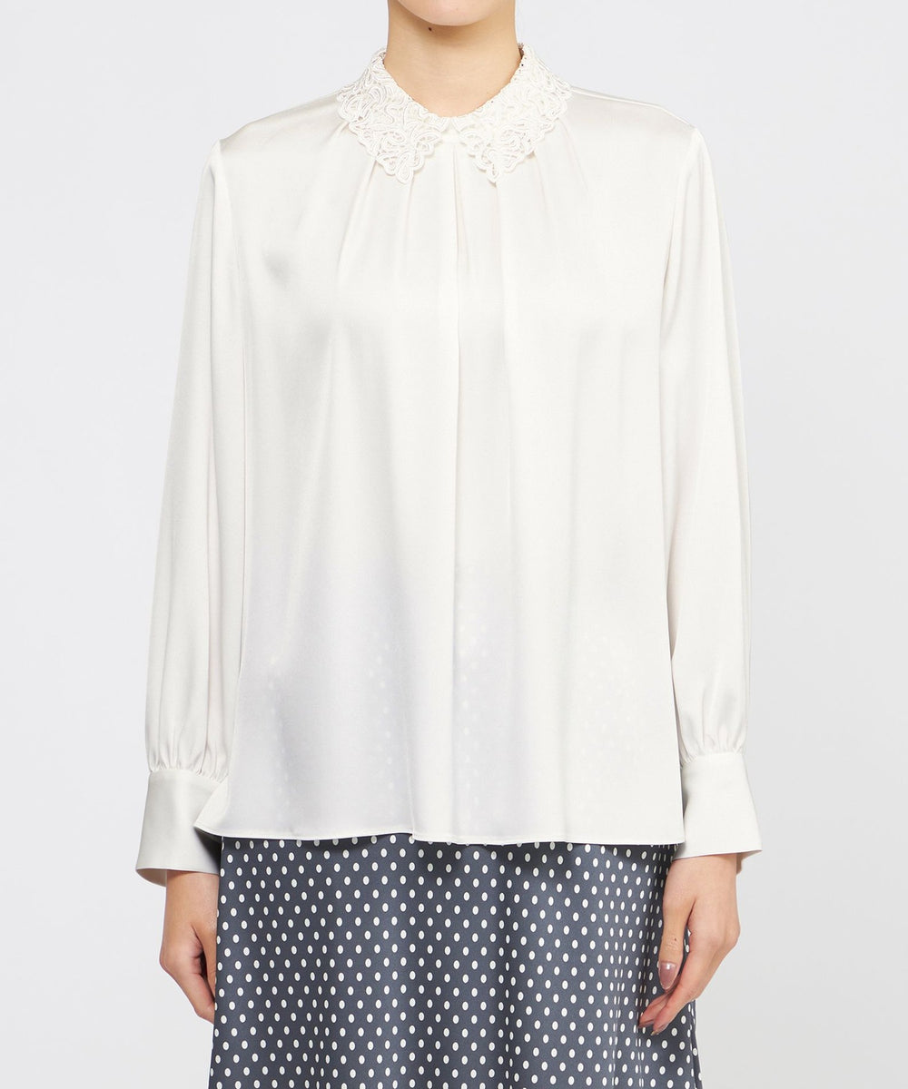 ウォッシャブル】ストレッチダブルサテン ブラウス(トップス)｜Paul