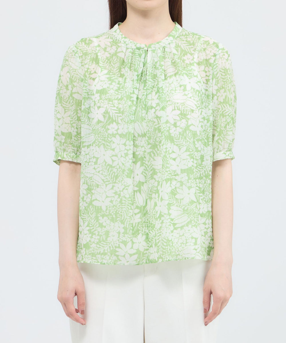 tovho トヴホ ブラッシュ バック プルーオーバー フラワー柄 トップス 2024秋冬】【ブルーライフ】ぼかし花柄ドロストプルオーバー