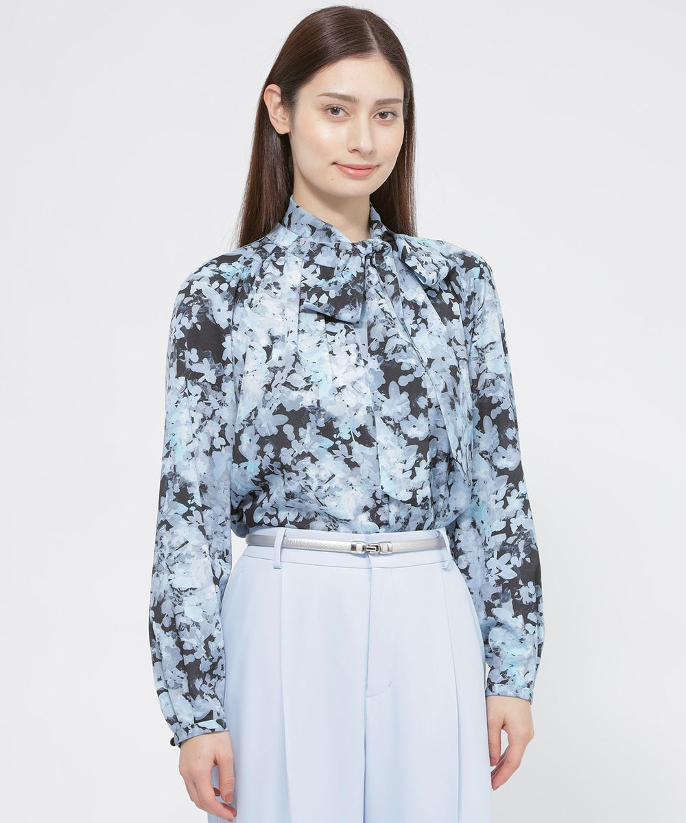 ウォッシャブル】ボタニカルブルームプリント ブラウス(トップス