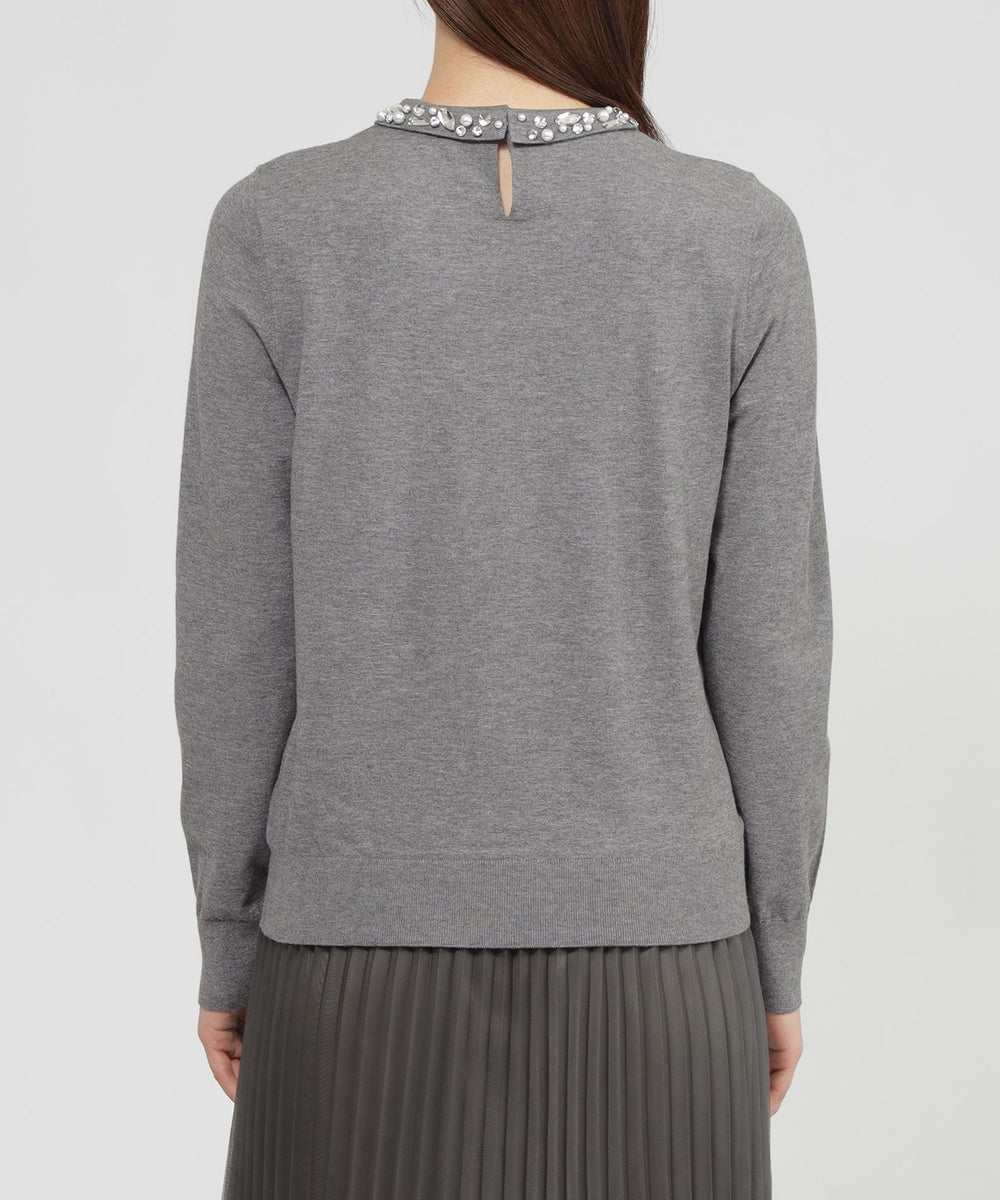 Nikkei magazine/eclat掲載】【ウォッシャブル】ビジューニット プル