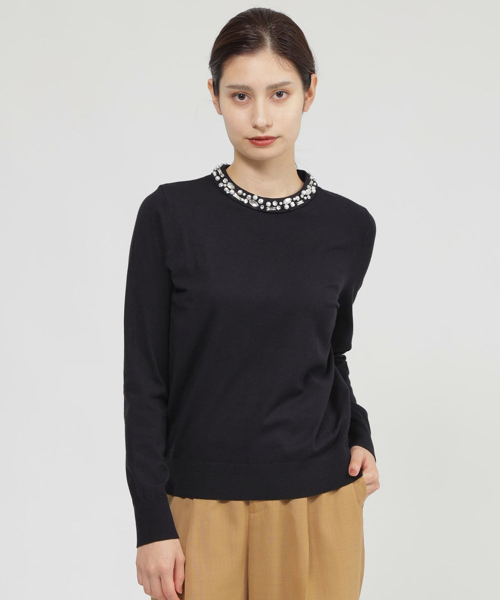 Nikkei magazine/eclat掲載】【ウォッシャブル】ビジューニット