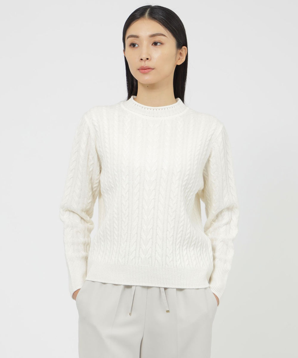 新品タグ付き　Theory ウール カシミヤ ケーブルニット プルオーバー　S 美品 セオリー ウール カシミヤ ケーブルニット プルオーバー クルー