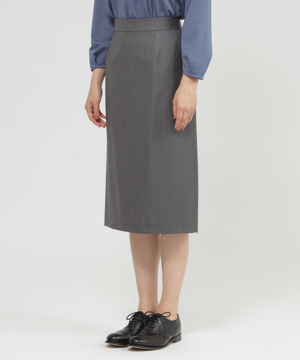 美品☆ 23区 ストライプスカートスーツ　42 グレー　ウール 23区 ファインネスウール タイト スカート （グレー系ストライプ