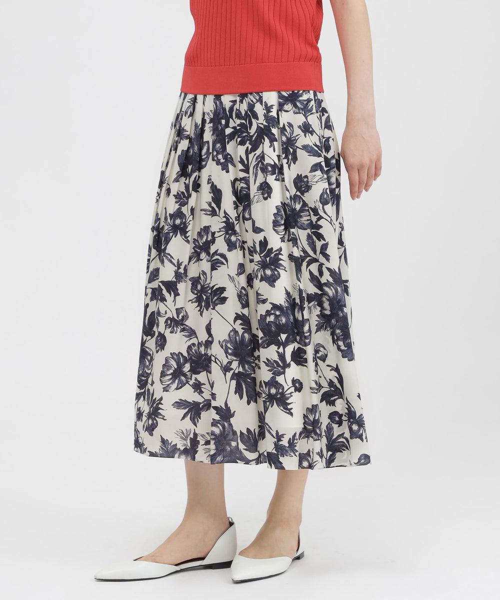 ウォッシャブル/接触冷感】シアーフラワープリント スカート(スカート