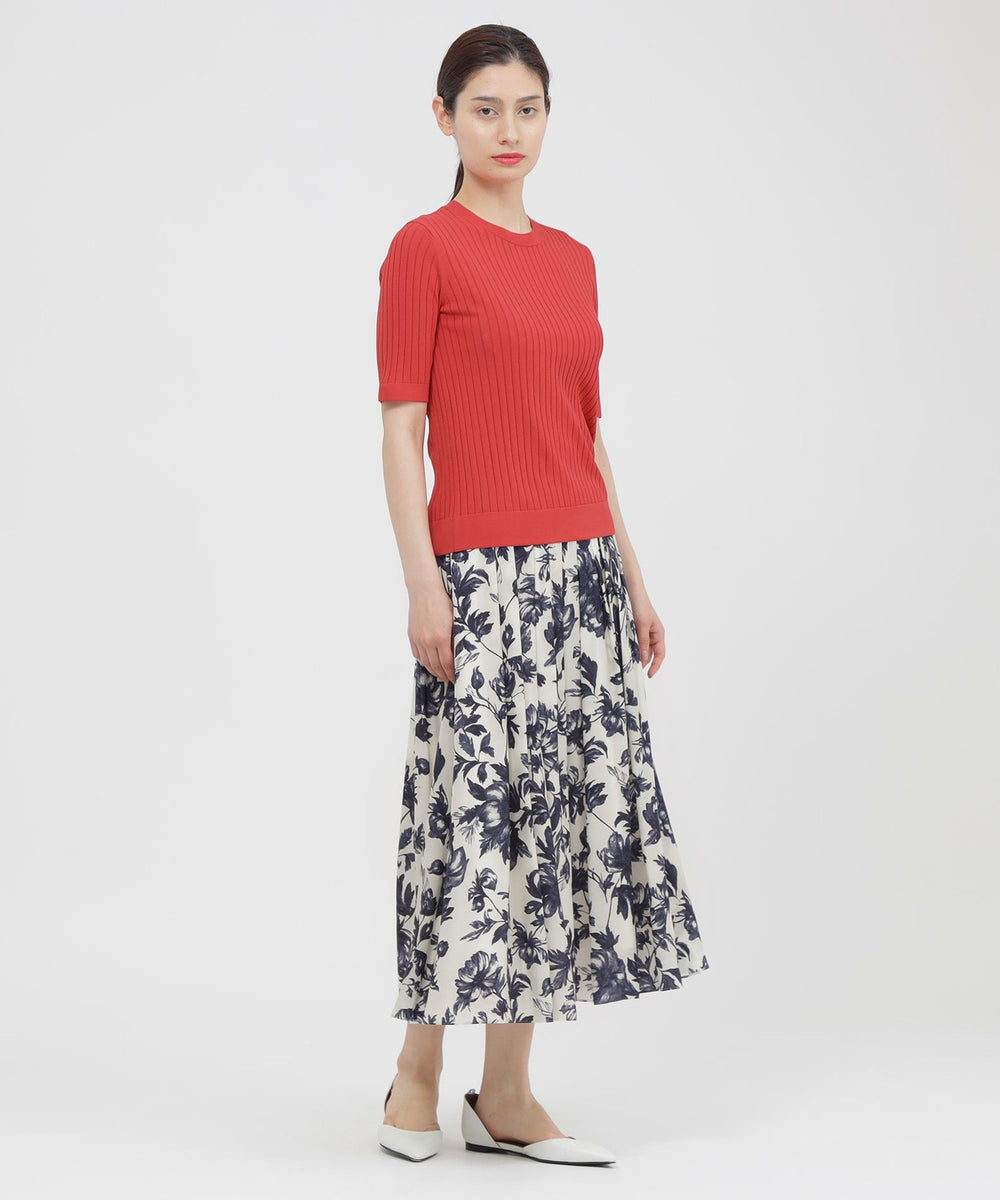 ウォッシャブル/接触冷感】シアーフラワープリント スカート(スカート