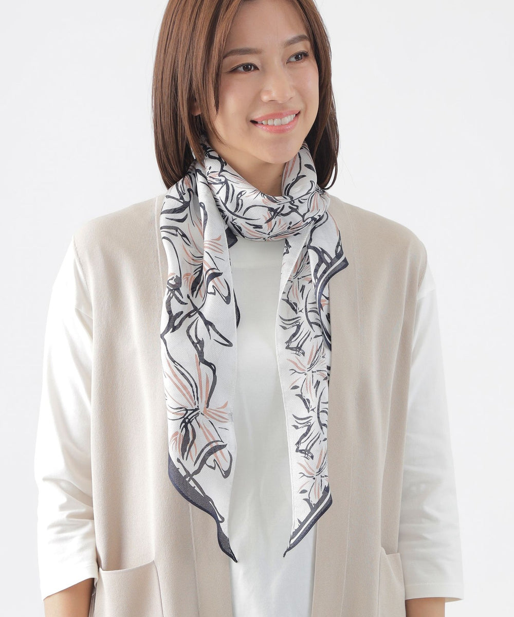花柄シルクメッシュストール(マフラー・ストール・スカーフ)｜TRANS
