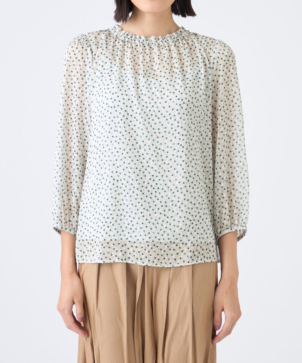 ウォッシャブル】ドットクレープブラウス(トップス)｜TRANS WORK