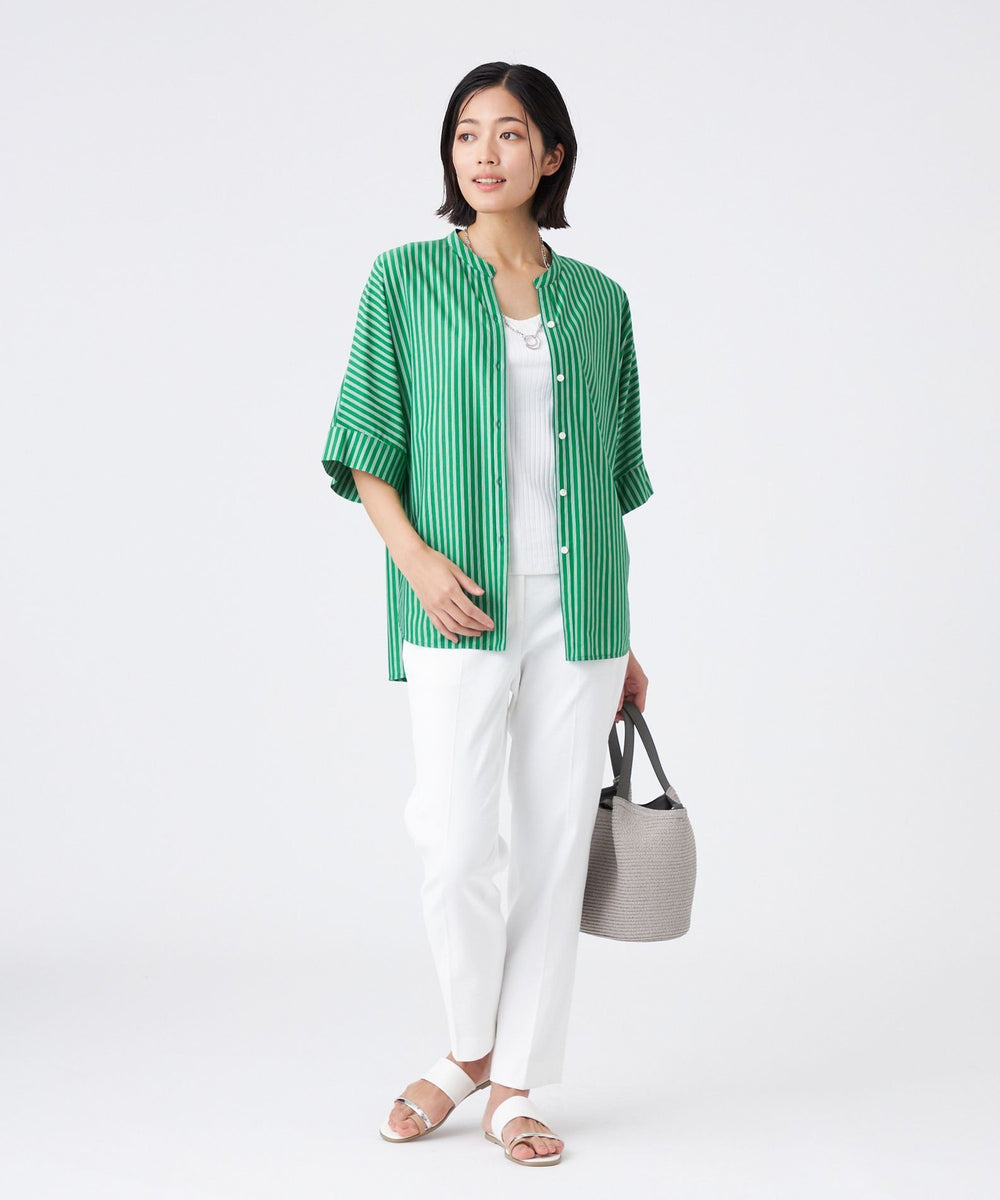 パープル ストライプ コート ドットアンドストライプス裏地付 ロングコート パープル