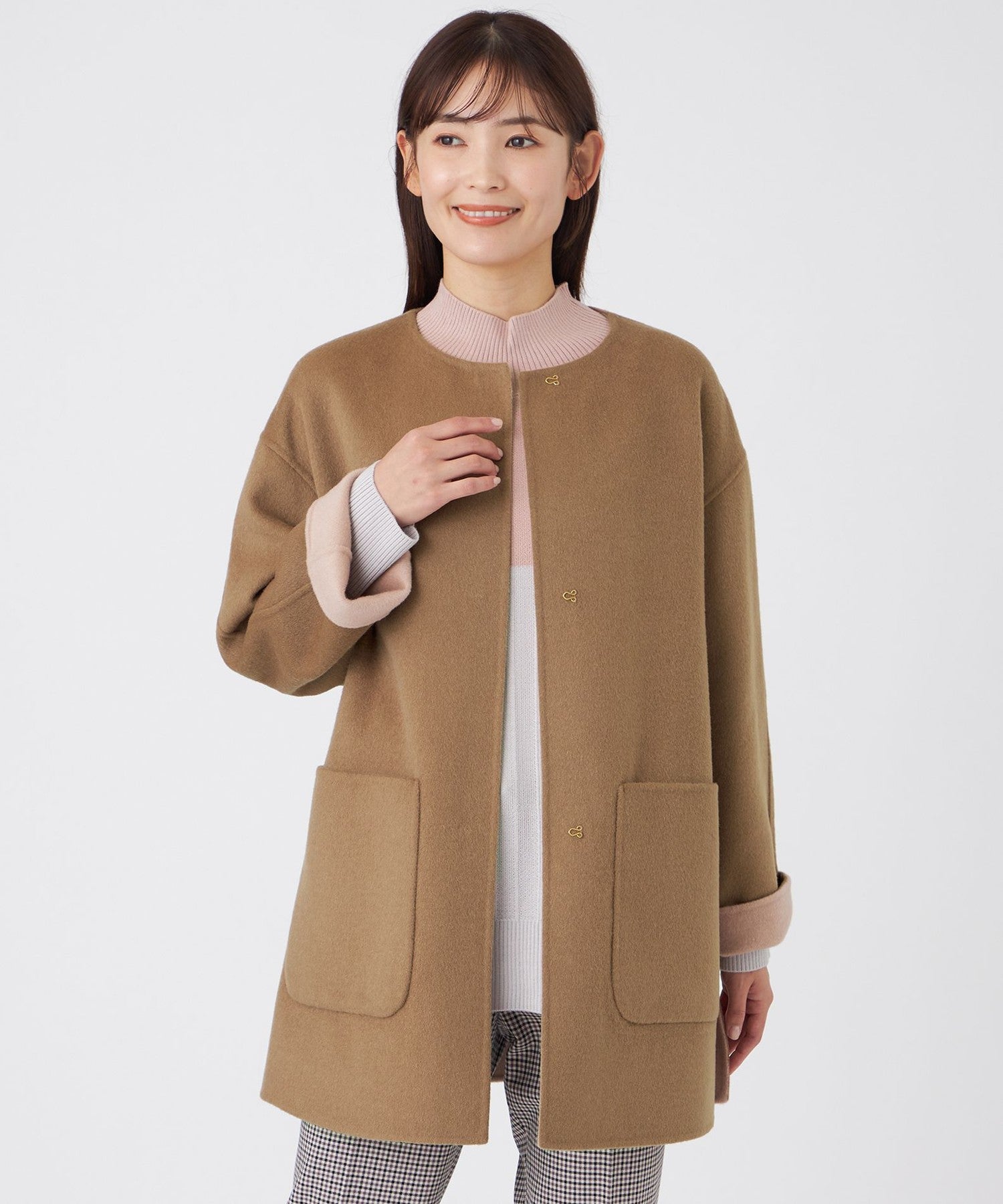TRANS WORK 三陽商会/スライバーループコートサイズ40/濃いめグレー L】【ウォッシャブル】リバーシブルバイカラーリバーメルトンコート