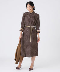 ワンピース saya11XS L】【ウォッシャブル】ビットプリントデシンワンピース(ワンピース