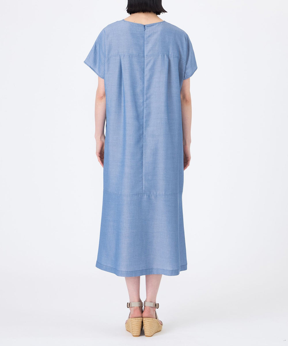 L】【ウォッシャブル】シャルマンダンガリーワンピース