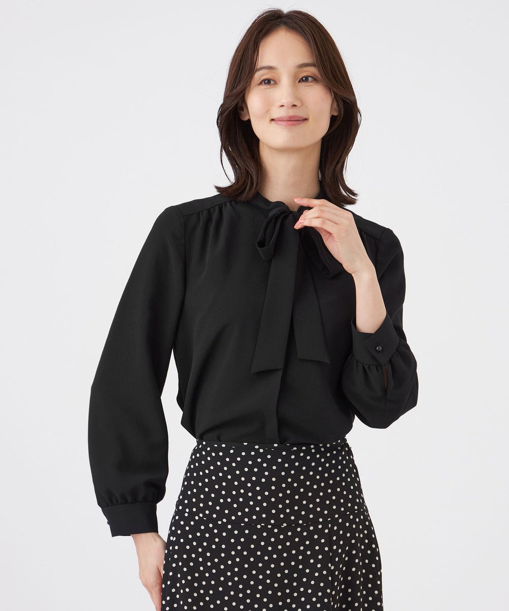 L】【ウォッシャブル・UV・防しわ】ストレッチジョーゼットブラウス