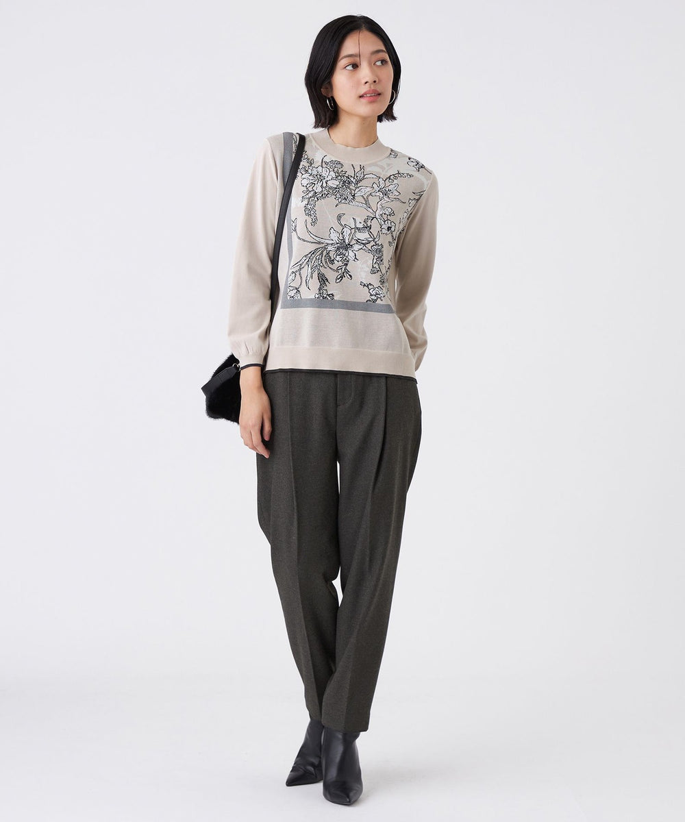 L】【ウォッシャブル】FlowerJQ柄ニットプルオーバー(トップス)｜TRANS