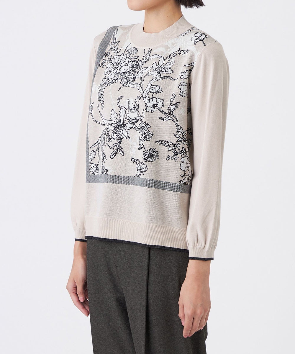L】【ウォッシャブル】FlowerJQ柄ニットプルオーバー(トップス)｜TRANS
