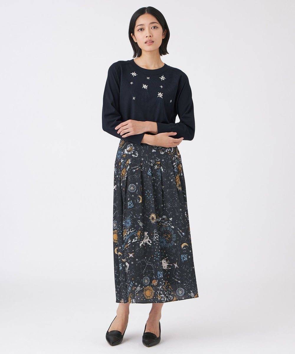 専用です❗️45R45rpmラピスプリントのスカート L】【ウォッシャブル】コスモ柄プリントスカート(スカート