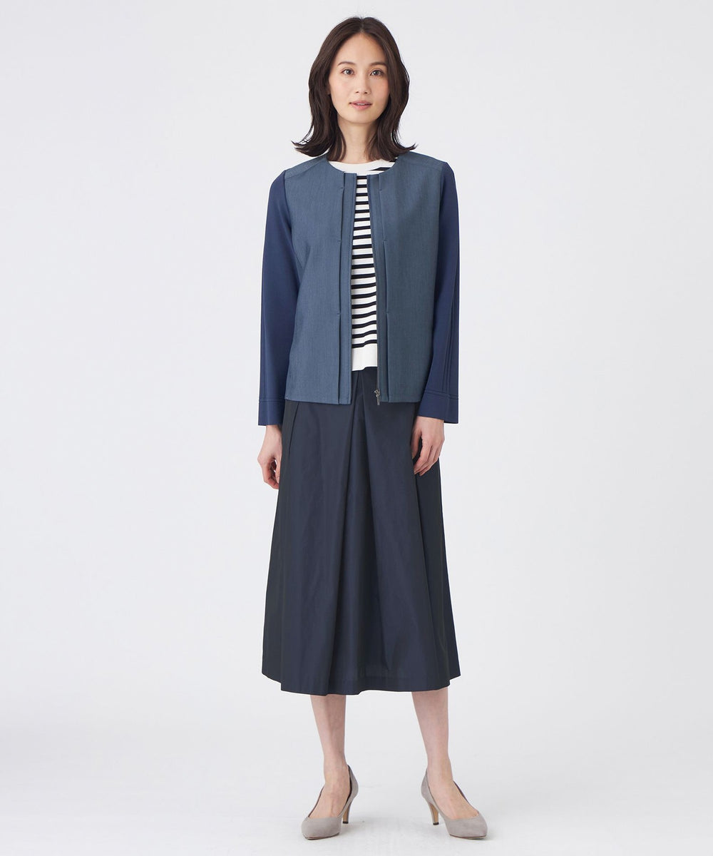 L】【ウォッシャブル】シャンブレーメモリータフタスカート(スカート