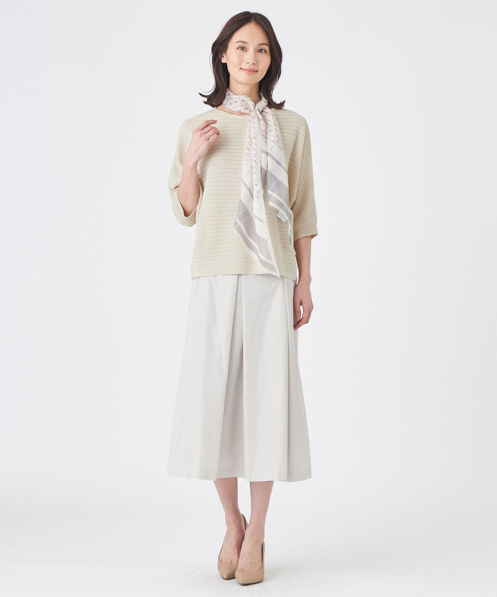 L】【ウォッシャブル】シャンブレーメモリータフタスカート(スカート