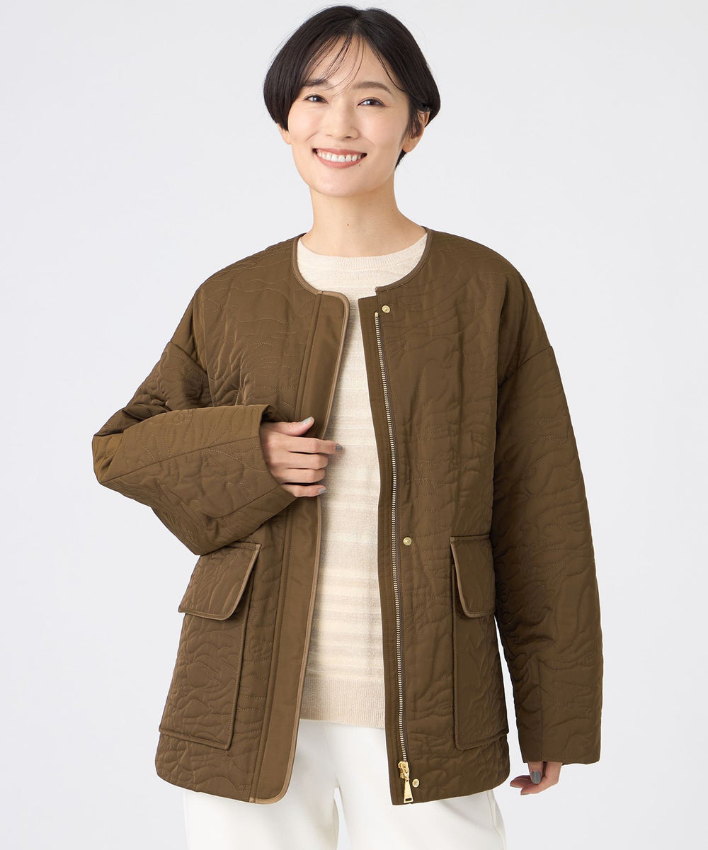 カタログ掲載】【マシンウォッシャブル】アニマルキルトノーカラー