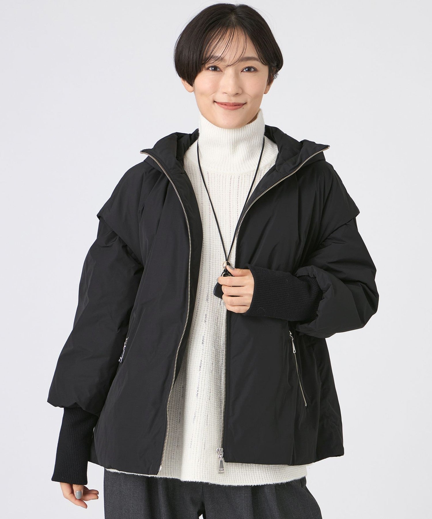 専用ページ 新品 EmiriaWiz ブラック ダウンジャケット S SANYO Style EDITION掲載】【ウォッシャブル】2WAYスムースタフタ