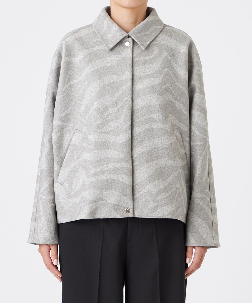 ウォッシャブル】ゼブラプリントウールライクジャージ―ブルゾン