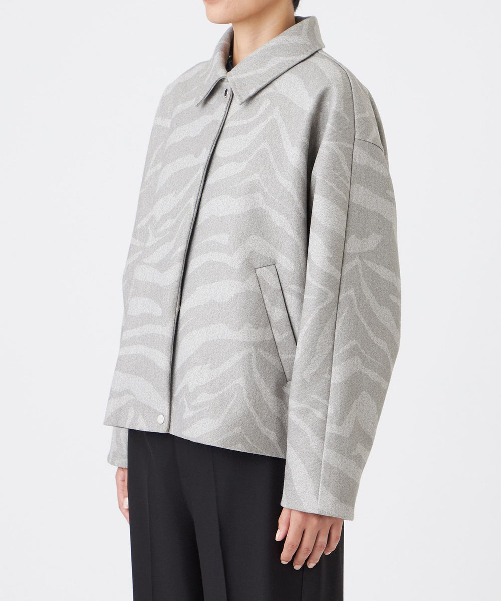 ウォッシャブル】ゼブラプリントウールライクジャージ―ブルゾン