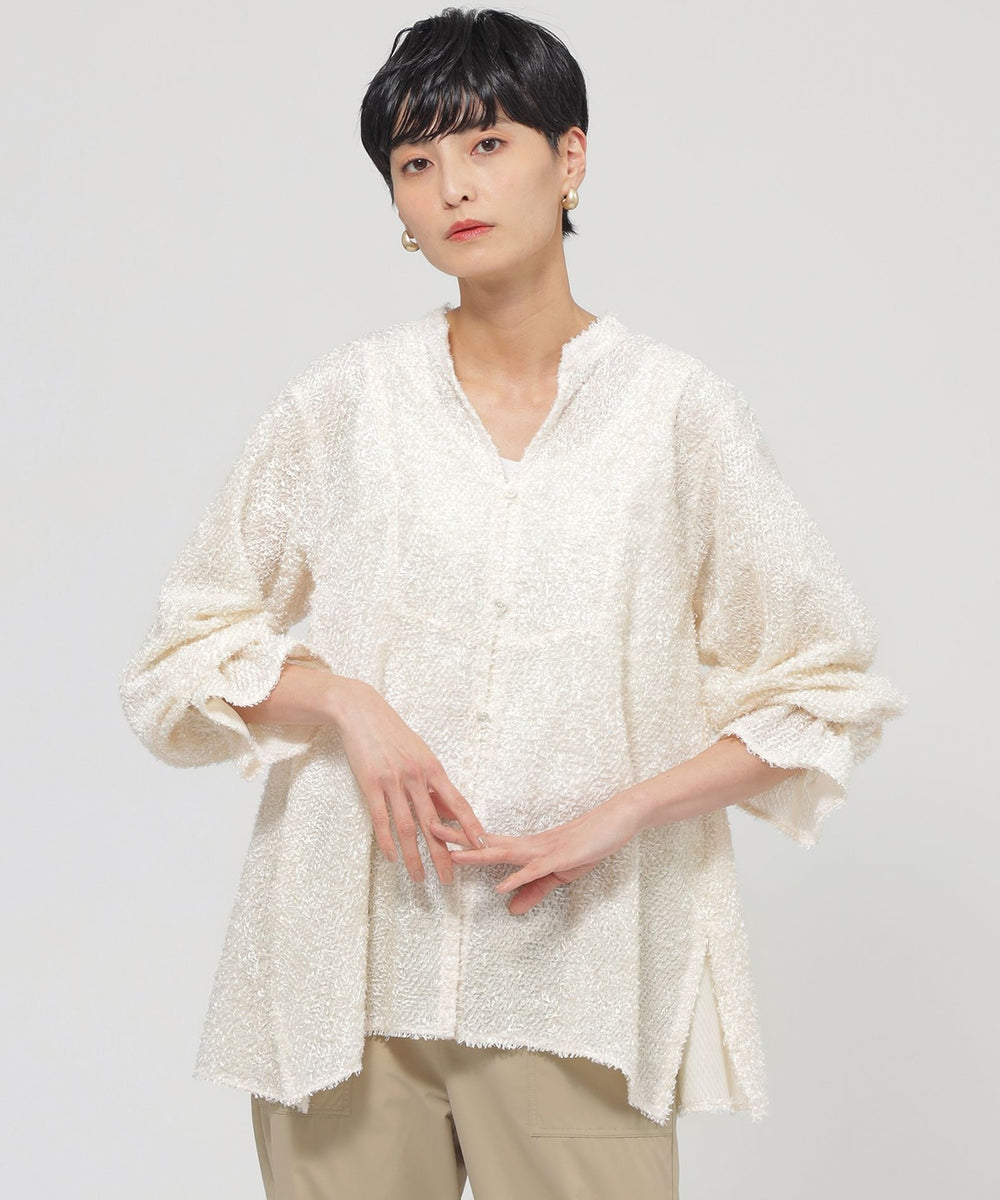 1枚で決まる】【ウォッシャブル】ヘアリ－ジャカードブラウス(トップス