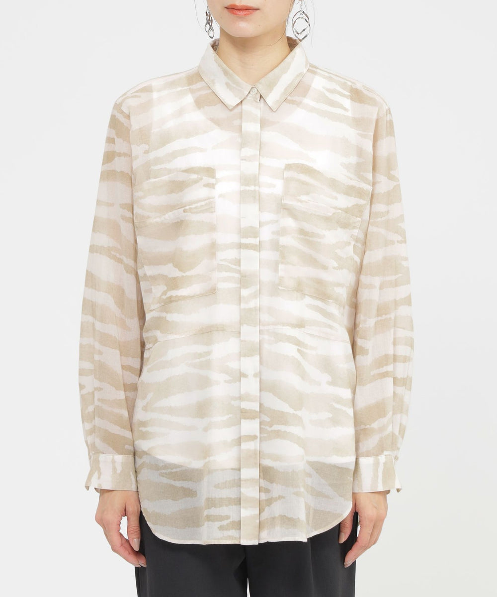 わいさん様用 接触冷感】【ウォッシャブル】シアーボイルゼブラロングシャツ