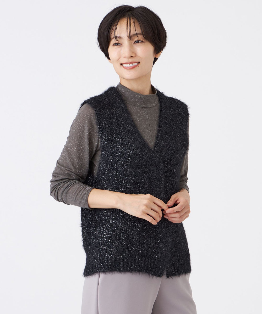ウォッシャブル】メタリックヤーンニットベスト(トップス)｜EVEX by