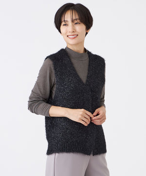 ウォッシャブル】メタリックヤーンニットベスト(トップス)｜EVEX by